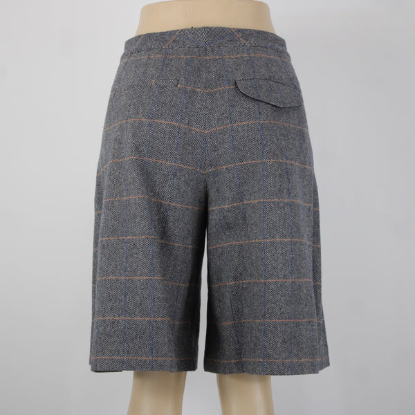 Rag Bone NEW $325 Sz 2 x 11 Gray White Blue Orange Plaid Pleat Tweed Wool Short