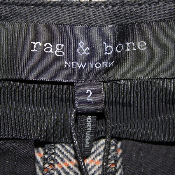 Rag Bone NEW $325 Sz 2 x 11 Gray White Blue Orange Plaid Pleat Tweed Wool Short