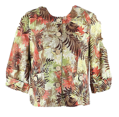 Monterey Bay Clothing Company NEW Sz 18 Green Multi 100% Cotton Jacket