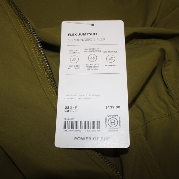 Athleta Jumpsuit NEW $139 Flex Sz SP x 26 Olive Green Combinaison Nylon Spandex