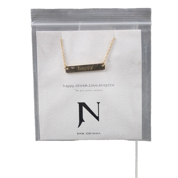 Jook And Nona 18K Gold Plated Happy Bar 18" Necklace