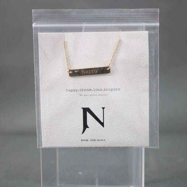 Jook And Nona 18K Gold Plated Happy Bar 18" Necklace