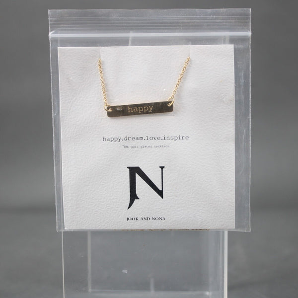 Jook And Nona 18K Gold Plated Happy Bar 18" Necklace