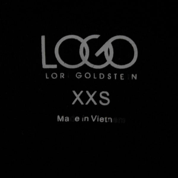 Logo Sx XXS Black V Neck Asymmetrical Pockets Rayon Spandex Oversize Top