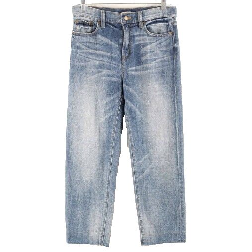 J Crew Stretch 27 x 24 Faded Blue Distressed Straight Cotton Elastane Jean
