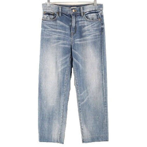 J Crew Stretch 27 x 24 Faded Blue Distressed Straight Cotton Elastane Jean