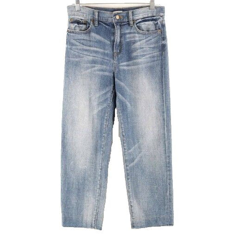J Crew Stretch 27 x 24 Faded Blue Distressed Straight Cotton Elastane Jean