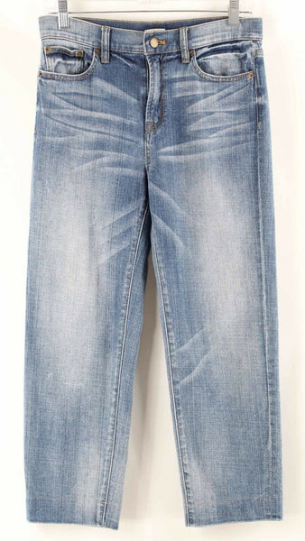 J Crew Stretch 27 x 24 Faded Blue Distressed Straight Cotton Elastane Jean
