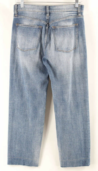 J Crew Stretch 27 x 24 Faded Blue Distressed Straight Cotton Elastane Jean