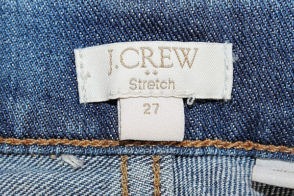 J Crew Stretch 27 x 24 Faded Blue Distressed Straight Cotton Elastane Jean