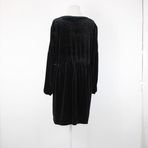 L Love Sz S Black Multi Color Embroidered Tasseled Velvet Poly Spandex Dress