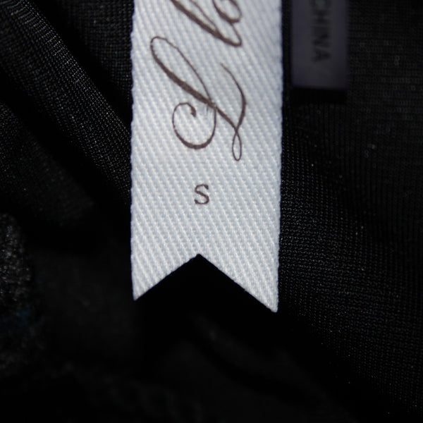 L Love Sz S Black Multi Color Embroidered Tasseled Velvet Poly Spandex Dress