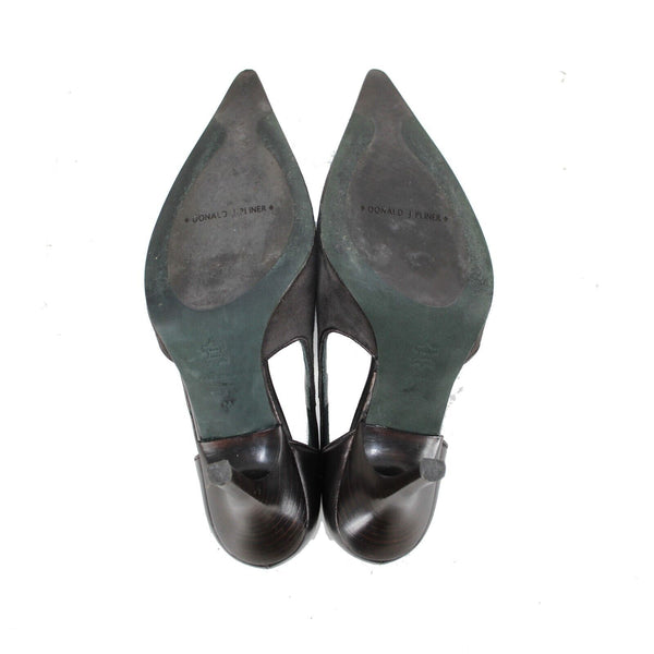 Donald J Pliner Sz 9.5 M Dark Brown Leather Suede 4" Heels