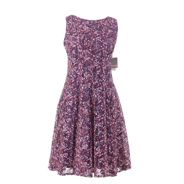 Danny And Nicole Dress NEW $74 Sz 10 Purple Multi Colored Pleated 100% Polyester