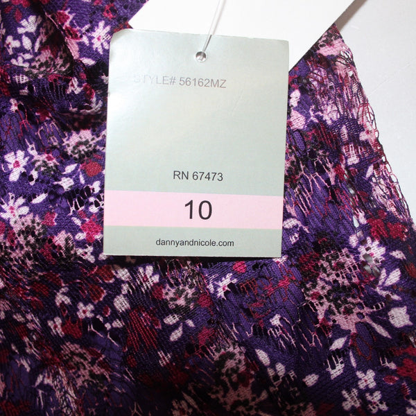 Danny And Nicole Dress NEW $74 Sz 10 Purple Multi Colored Pleated 100% Polyester