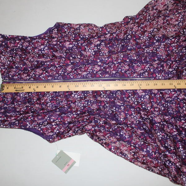 Danny And Nicole Dress NEW $74 Sz 10 Purple Multi Colored Pleated 100% Polyester