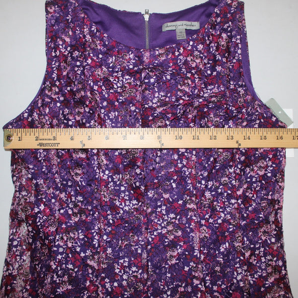 Danny And Nicole Dress NEW $74 Sz 10 Purple Multi Colored Pleated 100% Polyester