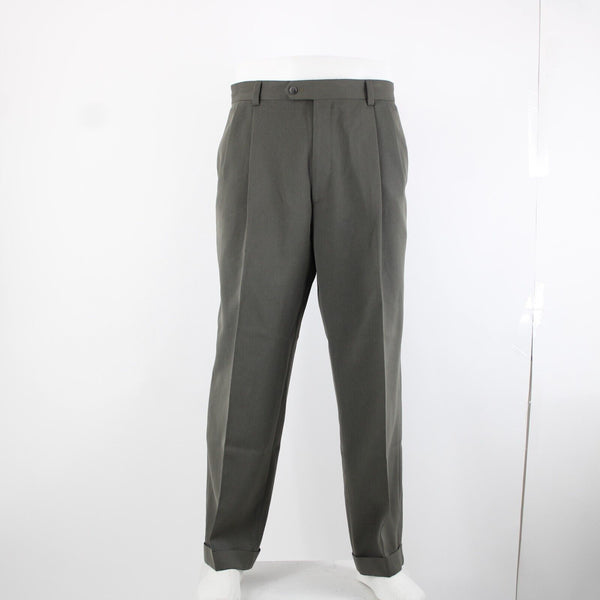 Pronto Uomo Sz 36 x 32 Olive Green Front Slash Pocket 100% Polyester Pants