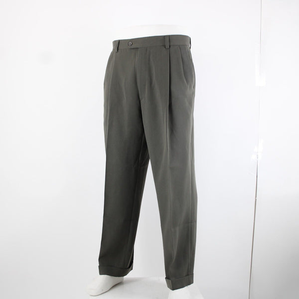Pronto Uomo Sz 36 x 32 Olive Green Front Slash Pocket 100% Polyester Pants