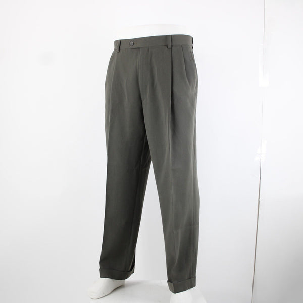 Pronto Uomo Sz 36 x 32 Olive Green Front Slash Pocket 100% Polyester Pants