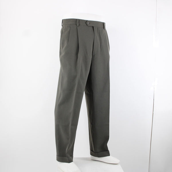 Pronto Uomo Sz 36 x 32 Olive Green Front Slash Pocket 100% Polyester Pants