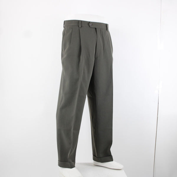 Pronto Uomo Sz 36 x 32 Olive Green Front Slash Pocket 100% Polyester Pants