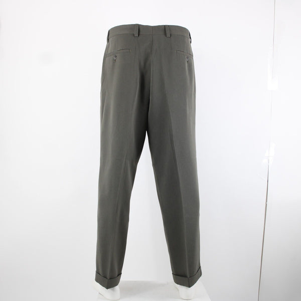 Pronto Uomo Sz 36 x 32 Olive Green Front Slash Pocket 100% Polyester Pants