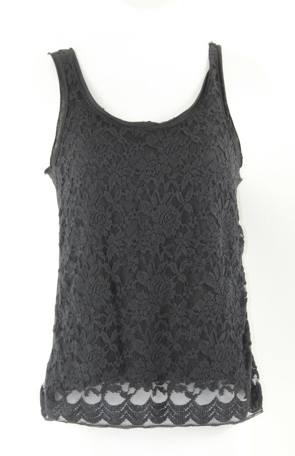 Love, Fire Sz XS Black Front Lace Overlay Rayon Poly Spandex Nylon Top