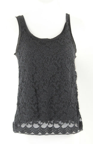 Love, Fire Sz XS Black Front Lace Overlay Rayon Poly Spandex Nylon Top