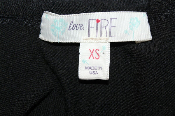 Love, Fire Sz XS Black Front Lace Overlay Rayon Poly Spandex Nylon Top