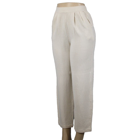 Toula Sz 6 x 29 Cream Elastic Waist Pleated Pocket Santana Knit Wool AS IS Pant