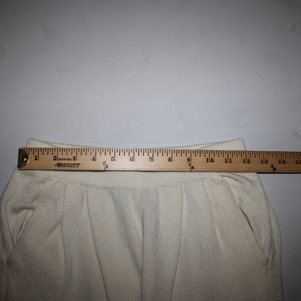 Toula Sz 6 x 29 Cream Elastic Waist Pleated Pocket Santana Knit Wool AS IS Pant