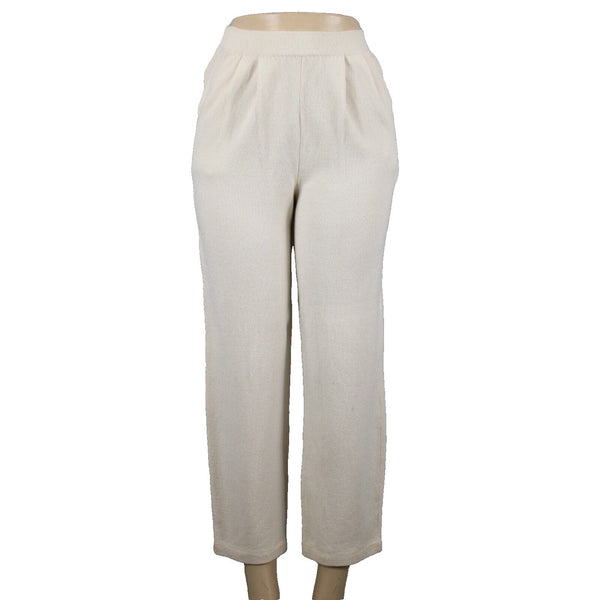 Toula Sz 6 x 29 Cream Elastic Waist Pleated Pocket Santana Knit Wool AS IS Pant