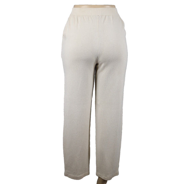 Toula Sz 6 x 29 Cream Elastic Waist Pleated Pocket Santana Knit Wool AS IS Pant