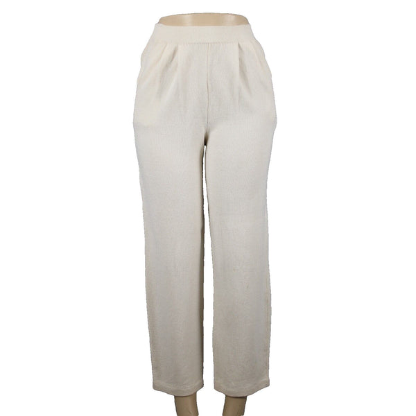 Toula Sz 6 x 29 Cream Elastic Waist Pleated Pocket Santana Knit Wool AS IS Pant