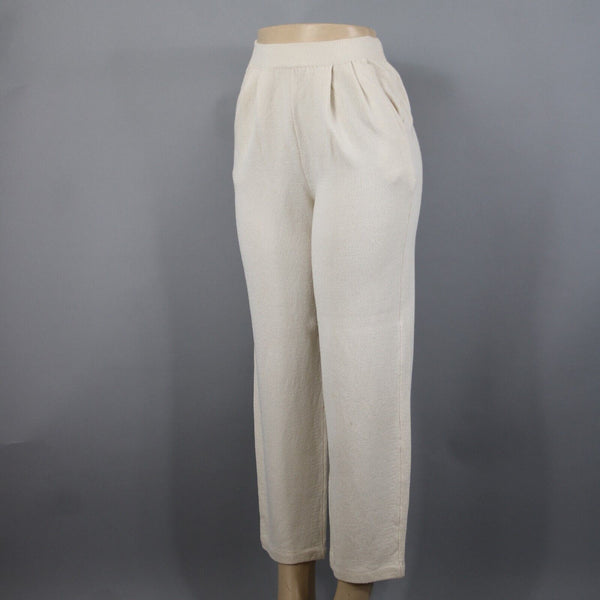 Toula Sz 6 x 29 Cream Elastic Waist Pleated Pocket Santana Knit Wool AS IS Pant