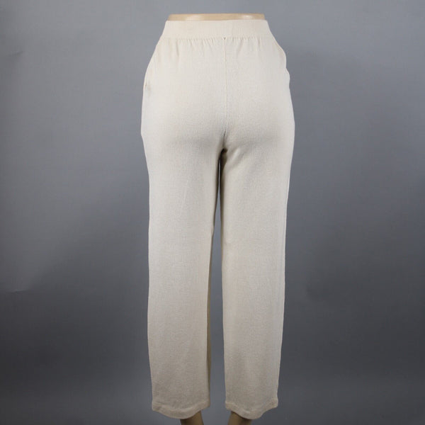 Toula Sz 6 x 29 Cream Elastic Waist Pleated Pocket Santana Knit Wool AS IS Pant