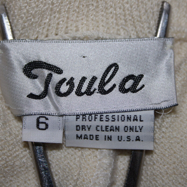 Toula Sz 6 x 29 Cream Elastic Waist Pleated Pocket Santana Knit Wool AS IS Pant