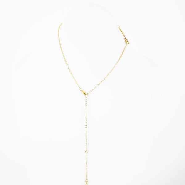 MEAGAN Name Goldtone Rhinestone 14.5" w 4.5" Multi Ring Ext Necklace