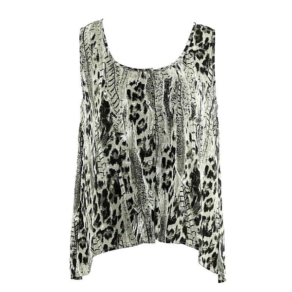 Mine NEW Sz L Sage Green Black Gold Sheer Hi Low Buttoned 100% Poly Top