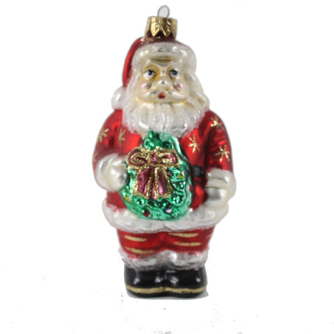 Christopher Radko Victorian Santa Claus W Wreath Cracker Blown Glass 5" Ornament