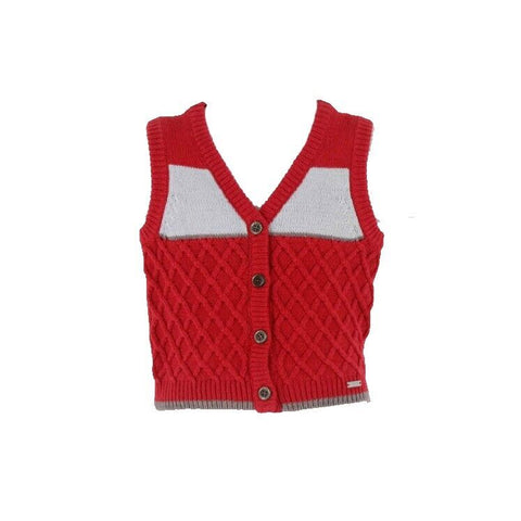Kanz NEW Sz 6M Baby Red Gray Button Down Knit Cotton Blend Vest