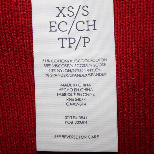 Cabi Sz XS/S Red Burgundy Fringe Pockets Cotton Viscose Nylon Wrap Sweater