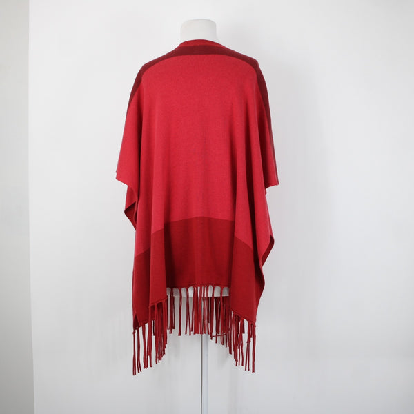 Cabi Sz XS/S Red Burgundy Fringe Pockets Cotton Viscose Nylon Wrap Sweater