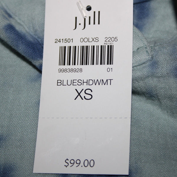 Pure Jill NEW $99 Sz XS Oversized Aqua Blue V Neck Short Sleeve 100% Cotton Top