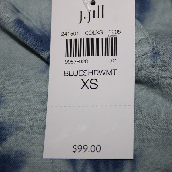 Pure Jill NEW $99 Sz XS Oversized Aqua Blue V Neck Short Sleeve 100% Cotton Top