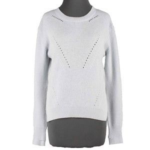 Lululemon Sz 6 Lt Blue Hi Lo Open Knit Long Sleeve 100% Merino Wool Sweater