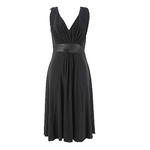 Coldwater Creek Sz 6 Black Poly Spandex Double V Neck Overlay Dress