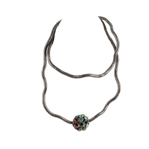 Gunmetal Moldable Chain Multi Faux Stones Sphere 34" Necklace