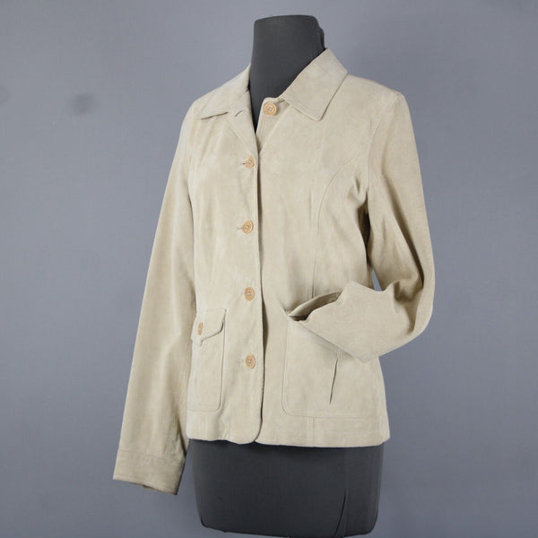 Eddie Bauer Sz S Tan Pockets Washable 100% Suede Leather Polyester Lined Jacket